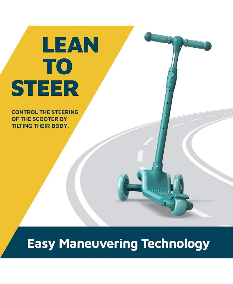 Lifemaster 3-Wheel Kids Scooter, Blue Red, with multi-color Led lights, 5-height adjustable handlebar, wide anti-slip deck, safety certified.