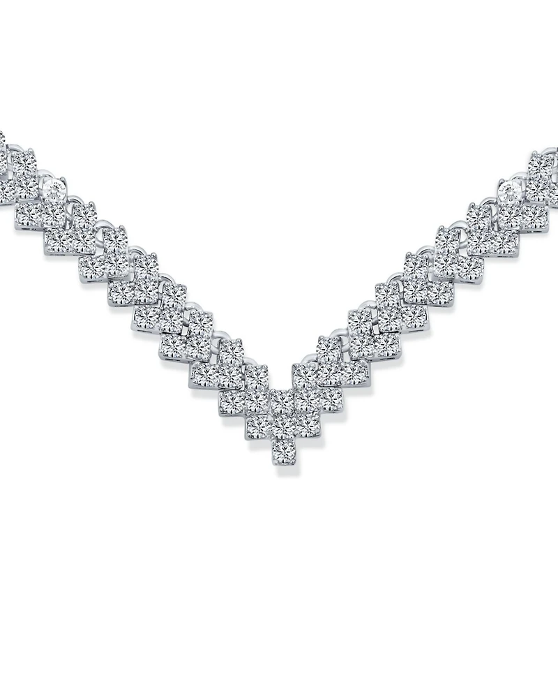 Bling Jewelry Art Deco Style Cubic Zirconia Statement Cz Collar Statement V Decollete Necklace