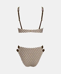 Cupshe Women's V-Neck Triangle Bikini Set with Side Tab Bottom