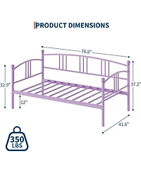 gaomon Daybed, Sturdy Metal Day Bed with Steel Slat Support, Arched Headboard Sofa Bed for Living Room