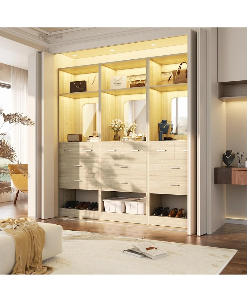 Aheaplus Closet System with Mirror and Drawers