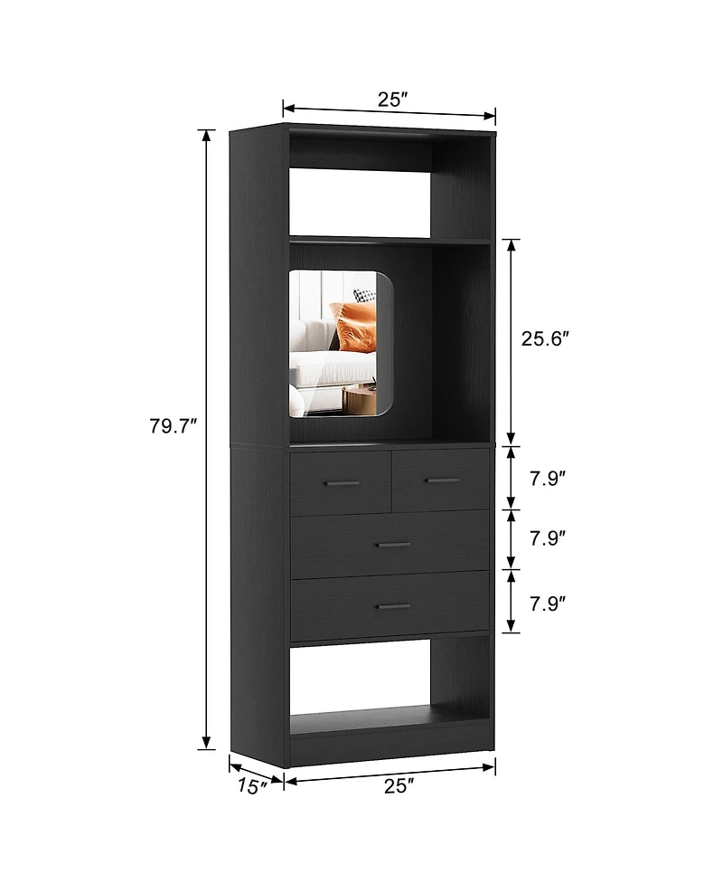 Aheaplus Closet System with Mirror and Drawers
