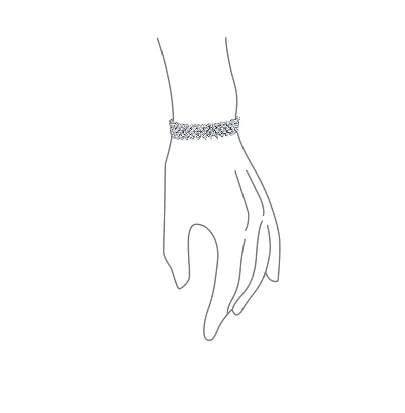 Bling Jewelry Special Occasion Jewelry Multi Row Wide Cubic Zirconia Cz Statement Bracelet Silver Plated