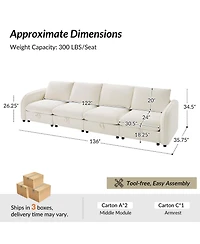 Hulala Home Terencio Modern Modular Storage Sectional Sofa with Hassle-free Assembly