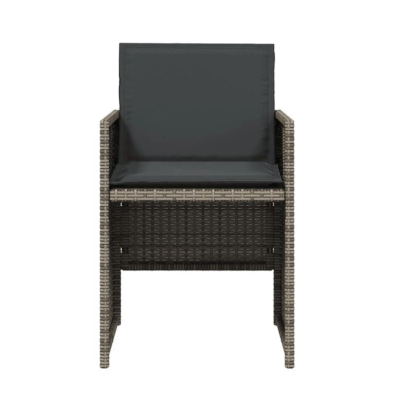 Patio Chairs with Cushions 4 pcs Gray Poly Rattan