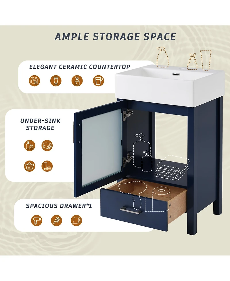 Cesicia 20 in. Bathroom Vanity with Ceramic Sink and Ample Storage for Small Bathrooms