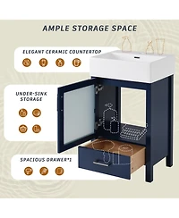 Cesicia 20 in. Bathroom Vanity with Ceramic Sink and Ample Storage for Small Bathrooms