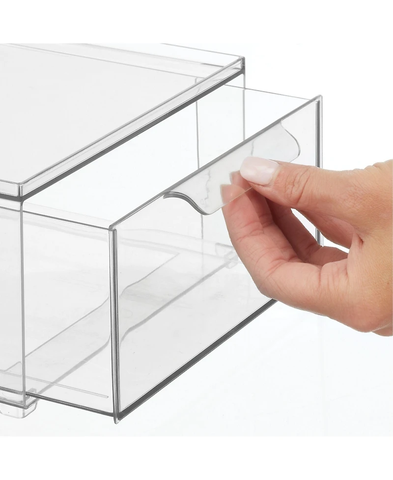 iDesign Stackable Pull-Out Sliding Storage Drawer - Set of 2 - Clear