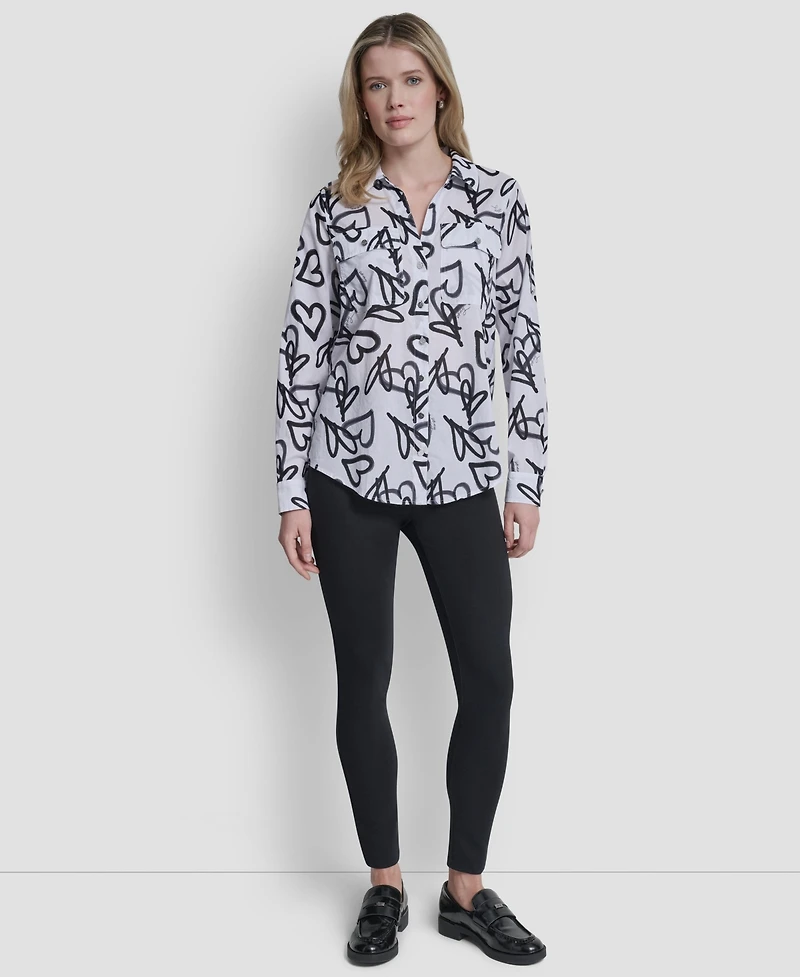 Dkny Women's Printed Long-Sleeve Shirt