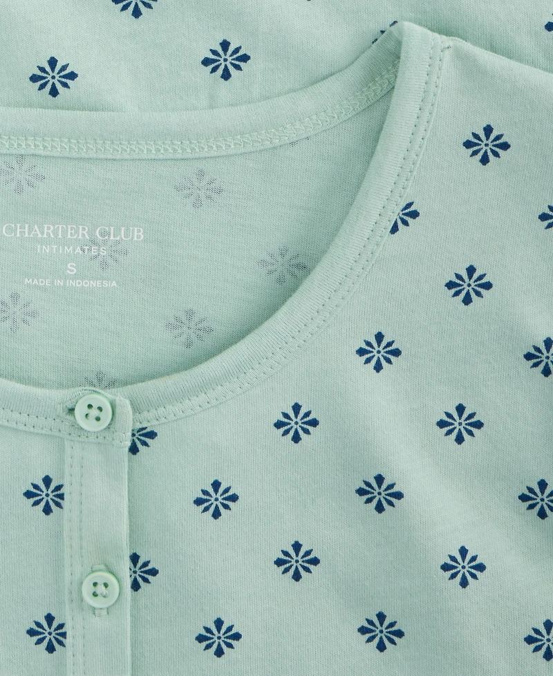 Charter Club Women's Cotton Essential Short-Sleeve Henley Sleepshirt, Macy's Exclusive
