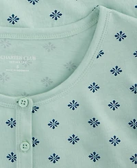Charter Club Women's Cotton Essential Short-Sleeve Henley Sleepshirt, Macy's Exclusive