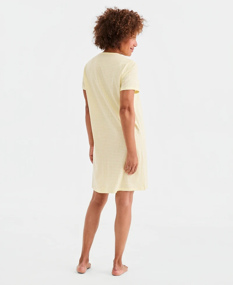 Charter Club Women's Cotton Essential Short-Sleeve Henley Sleepshirt, Macy's Exclusive