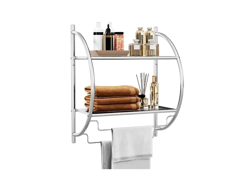 Slickblue 2-Tier Wall Mount Shower Organizer Towel Storage Rack