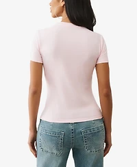 True Religion Women's Short Sleeve Crystal Buddha T-Shirt