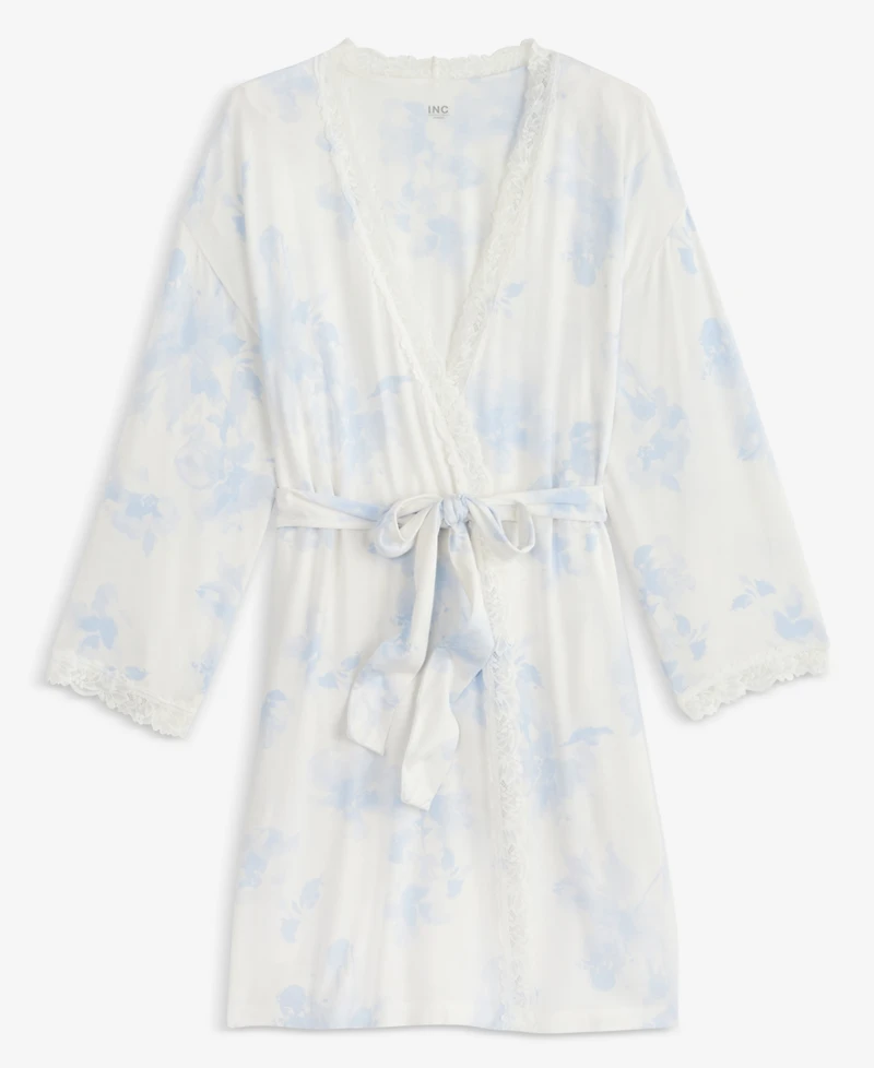I.n.c. International Concepts Women's Lace-Trim Knit Wrap Robe, Exclusively at Macy's