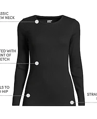 Lands' End Women's Plus Long Sleeve Micro Rib T-Shirt
