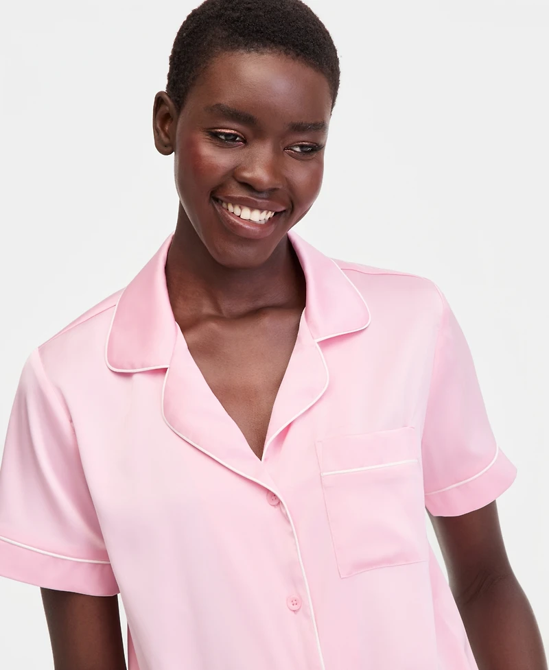 I.n.c International Concepts Women's Stretch Satin Short-Sleeve Pajama Set, Exclusively at Macy's