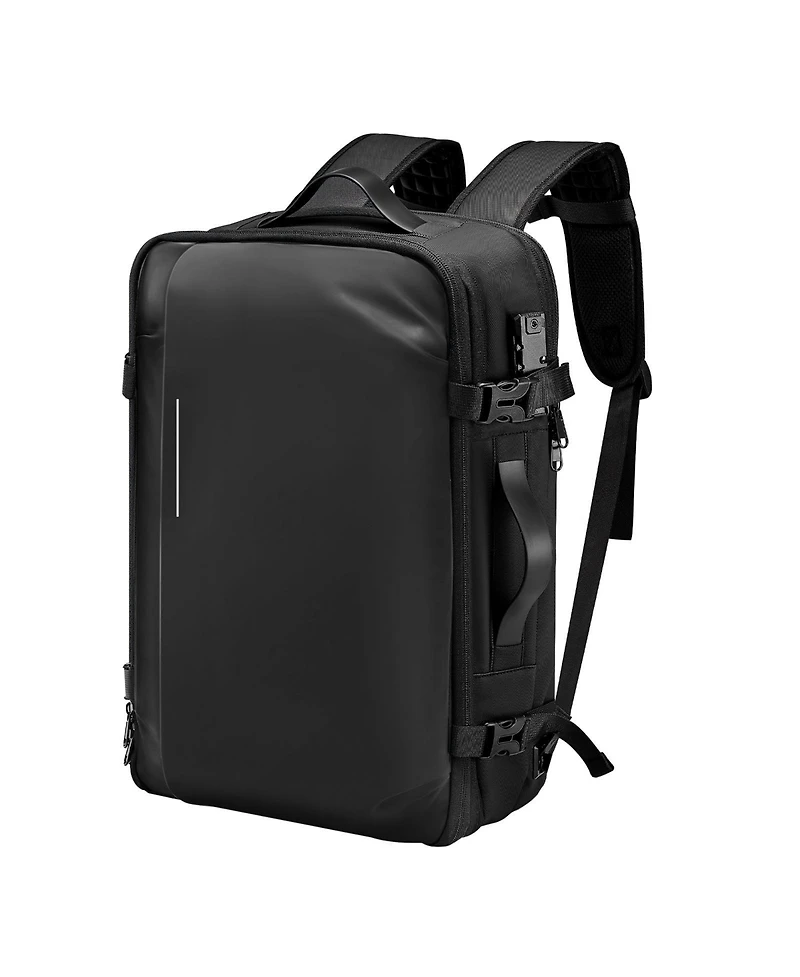 Mecale 65L Expandable Vacuum Seal Compression Travel Backpack with Pump, Tsa-Approved Lock, Water-Resistant Carry-On Luggage, Black