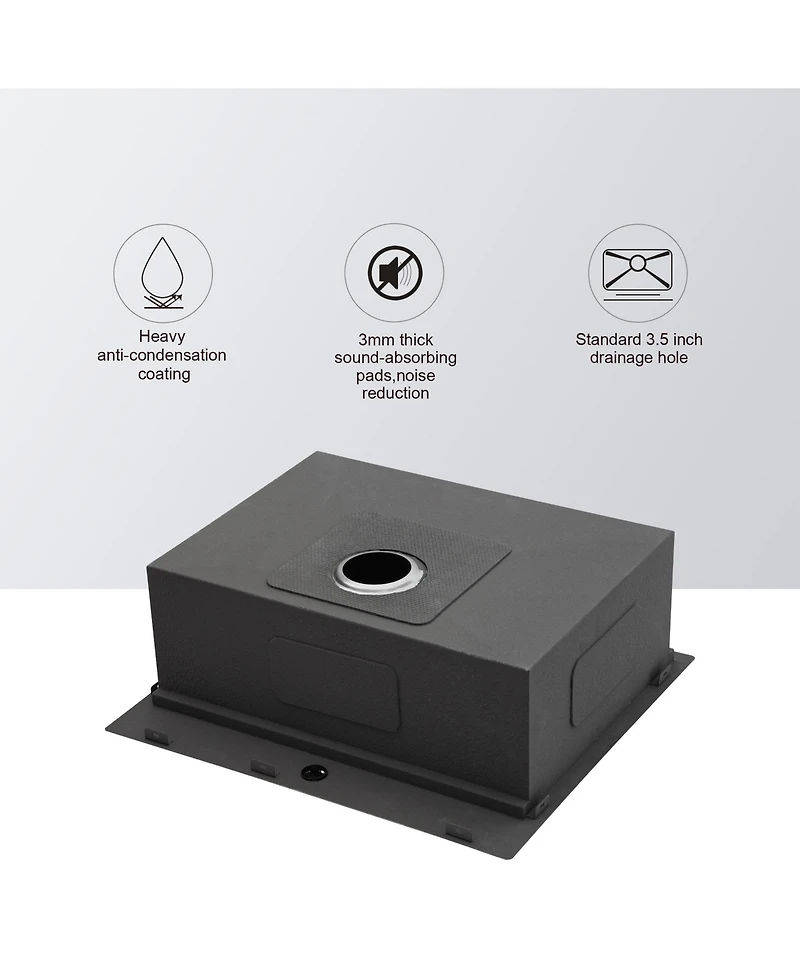 Flynama 25"x22"x9" Stainless Steel Kitchen Sink Workstation, Single Bowl, 16 Gauge.