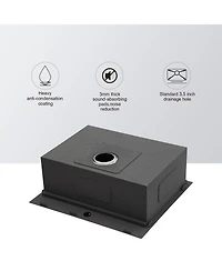 Flynama 25"x22"x9" Stainless Steel Kitchen Sink Workstation, Single Bowl, 16 Gauge.