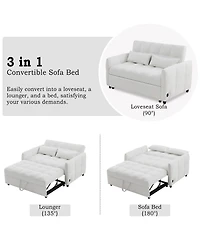 Maison Boucle 52.8'' Usb Convertible Sleeper Sofa Bed with Adjustable Backrest