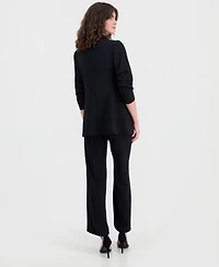 Anne Klein Womens Stretch Crepe Scrunch Sleeve Blazer High Rise Pull On Pants
