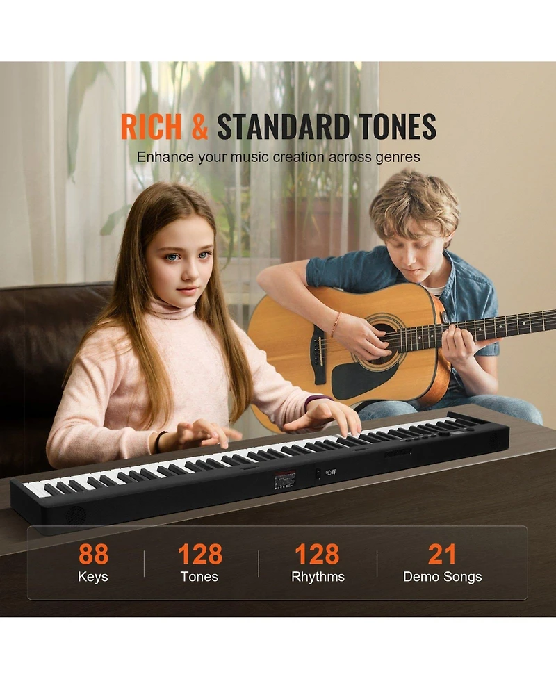 Mecale 88-Key Folding Keyboard Piano, Bluetooth & Midi, Touch Sensitive, Rechargeable with Pedal, Bag & Headphones, Black