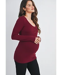 Hello Miz Womens Henley Long Sleeve Maternity Nursing Top