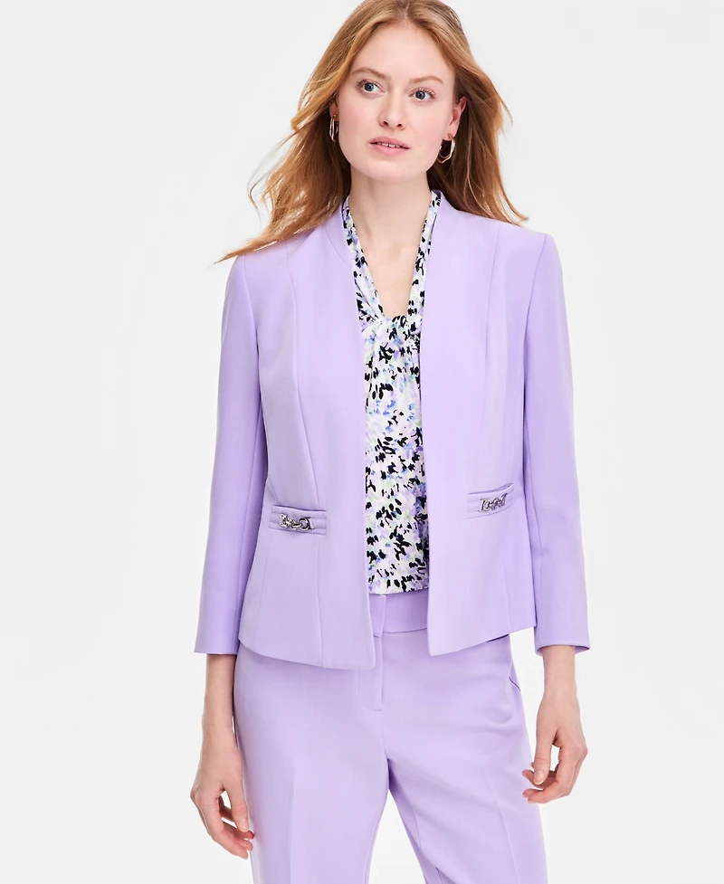 Kasper Women's Seamed Buckle-Trim Cardigan