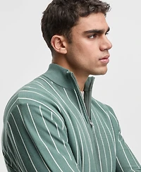 Mode of One Men's Relaxed-Fit Long-Sleeve Stripe Quarter-Zipper Sweater, Macy's Exclusive