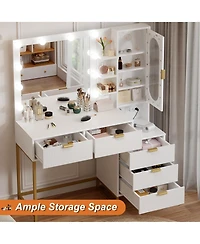 gaomon Vanity Benches, Modern Makeup Vanity Desk with Adjustable Mirror