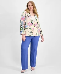 Tahari Asl Plus Floral Print Single-Button Blazer