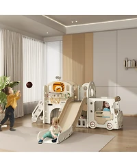 Qaba Toddler 9 in 1 Slide Ages 1-6 with Car Design,