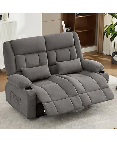 Clihome Recliner Loveseat with Cup Holders for Living Room Love Seat Manual Oversized Ergonomic, Side Pocket Adult
