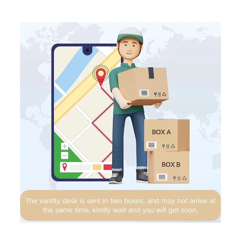 gaomon Makeup Vanity with Upholstered Stool & Charging Station, Desk Mirror and Lights