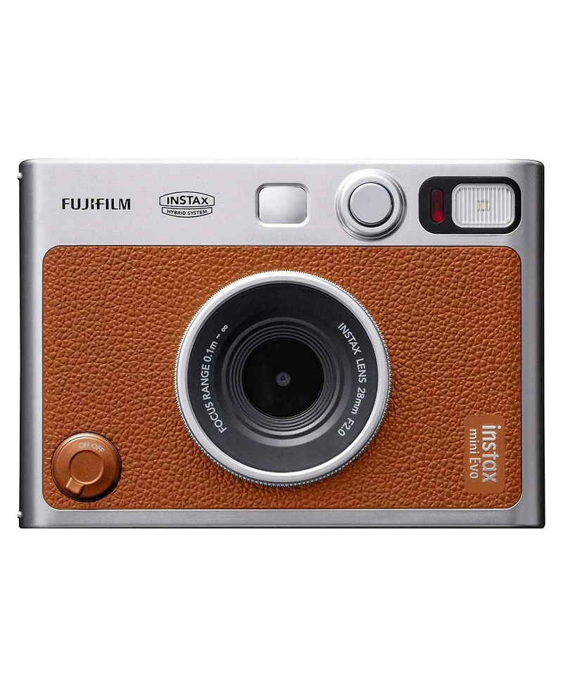Fujifilm Instax Mini Evo Instant Film Camera, Brown + Essentials Kit