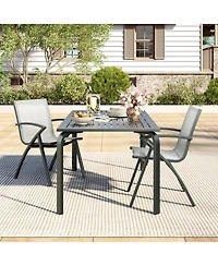 gaomon 71" Modern Outdoor Dining Table with Umbrella Hole