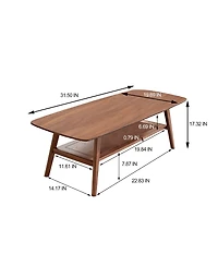 sumyeg Solid Oak Wood Coffee Table with Storage Shelf