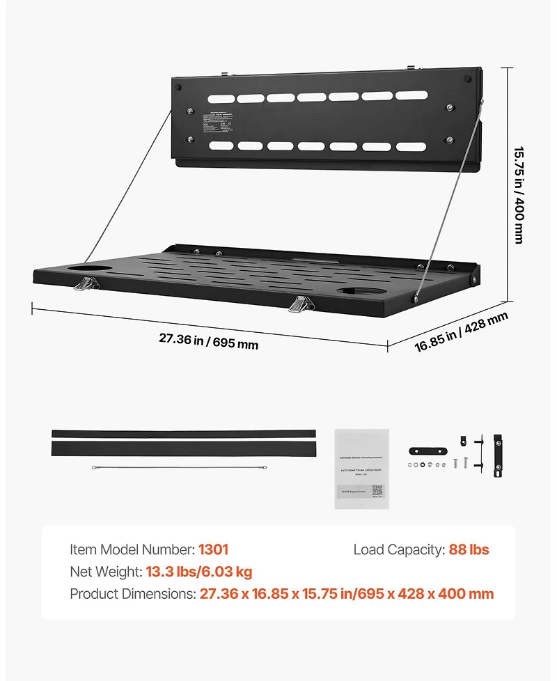 Mecale Tailgate Drop Down Table for 2021-2025 Ford Bronco, Carbon Steel Foldable Molle Panel, 88 lbs Load Capacity