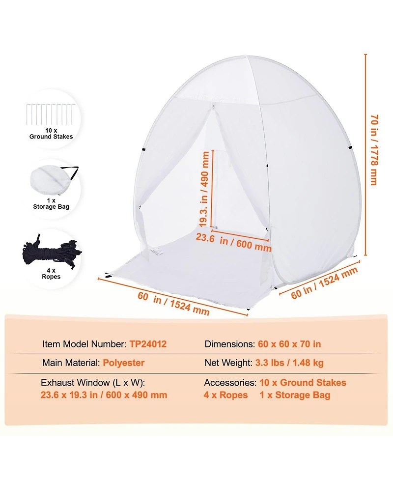 Mecale Pop-Up Spray Paint Shelter, 60 x 60 x 70 in Portable Spray Paint Tent with Built-In Floor, Exhaust Window, Storage Bag