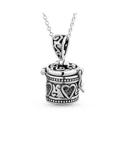 Bling Jewelry -Style Heart Prayer Box Locket Necklace Pendant .925 Sterling Silver