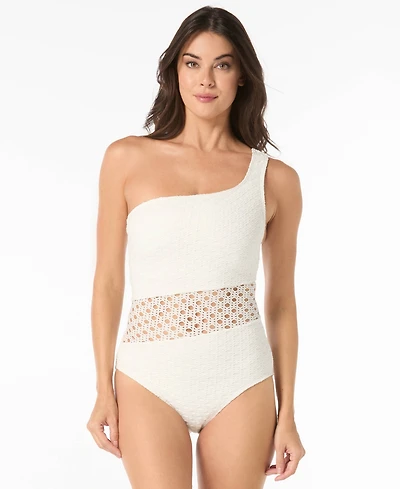 Carmen Marc Valvo Women's Crochet One-Shoulder One-Piece Swimsuit