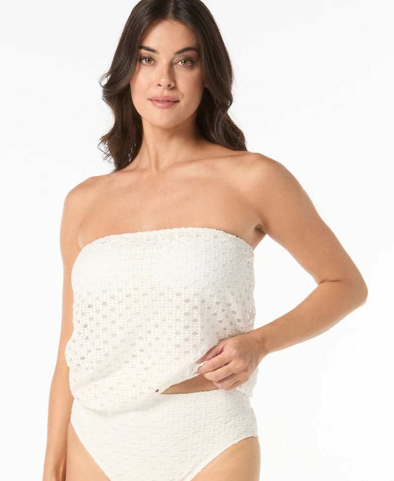 Carmen Marc Valvo Women's Crochet Pull-On Tankini Top