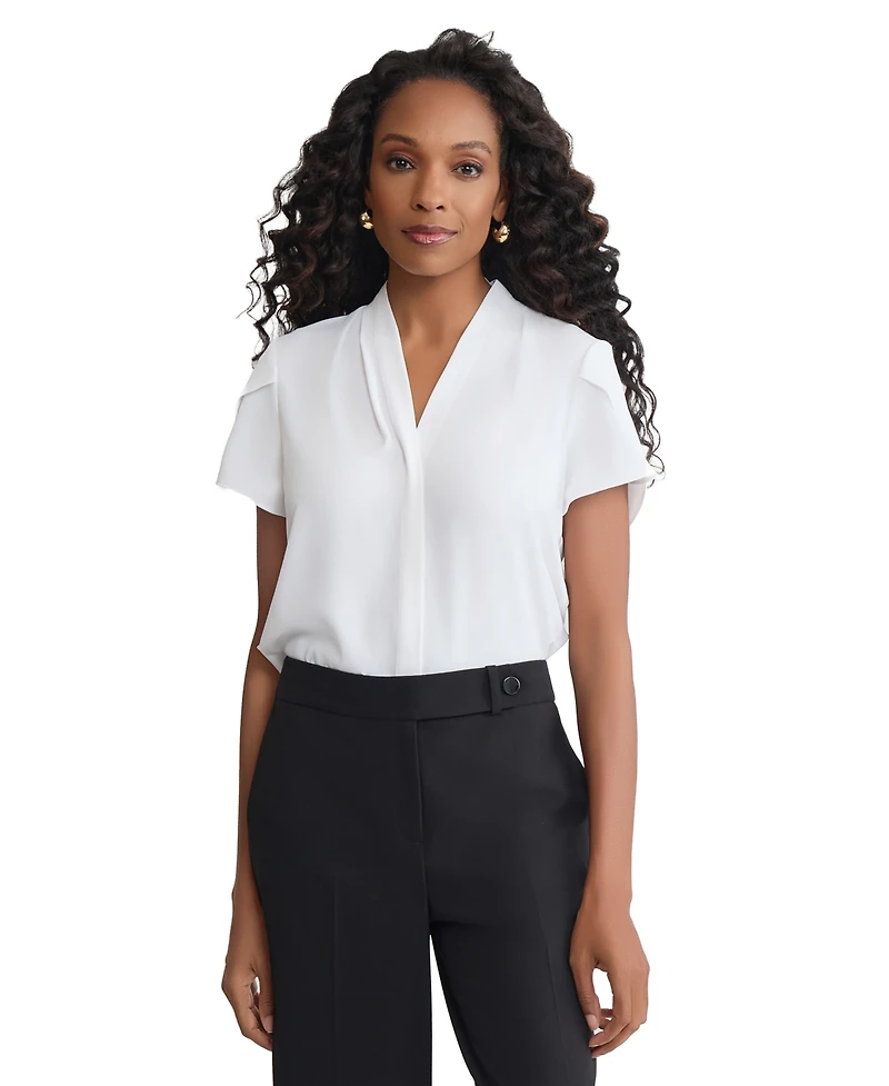 Jones New York Petite Petal-Sleeve Blouse