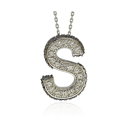 Suzy Levian Sterling Silver Sapphire 3-d Letter "S" Initial Pendant