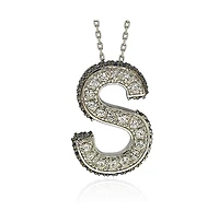 Suzy Levian Sterling Silver Sapphire 3-d Letter "S" Initial Pendant