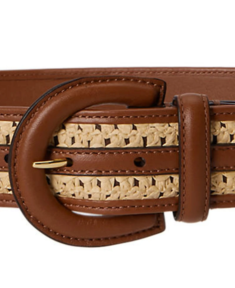 Lauren Ralph Straw Crescent Buckle Belt