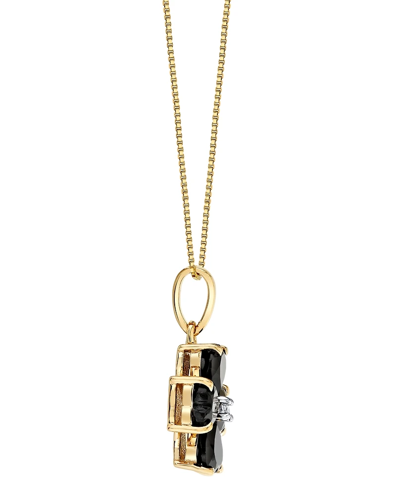 Macy's Onyx (1-3/4 ct. t.w.) & Diamond Accent Pendant Necklace in 10k Yellow Gold