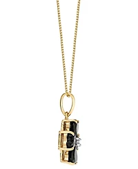 Macy's Onyx (1-3/4 ct. t.w.) & Diamond Accent Pendant Necklace in 10k Yellow Gold
