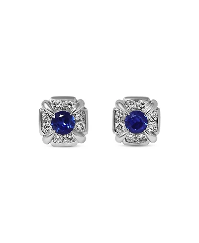 Macy's Sapphire (3/8 ct. t.w.) & Diamond (1/3 ct. t.w.) Stud Earrings in 14k White Gold